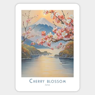 Cherry Blossom Japan Vintage Retro Art Style Sticker